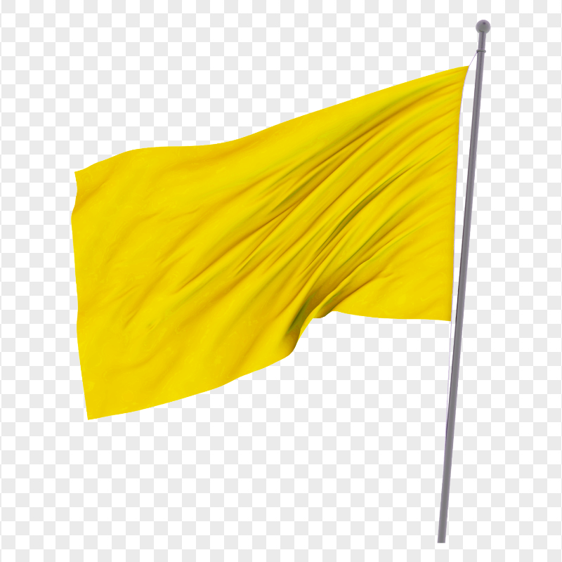 FREE Yellow Waving Blank Flag On Pole PNG