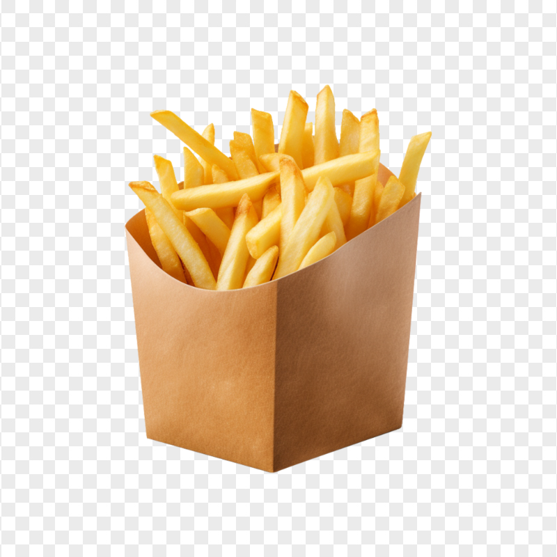 French Fries In Kraft Box HD Transparent Background