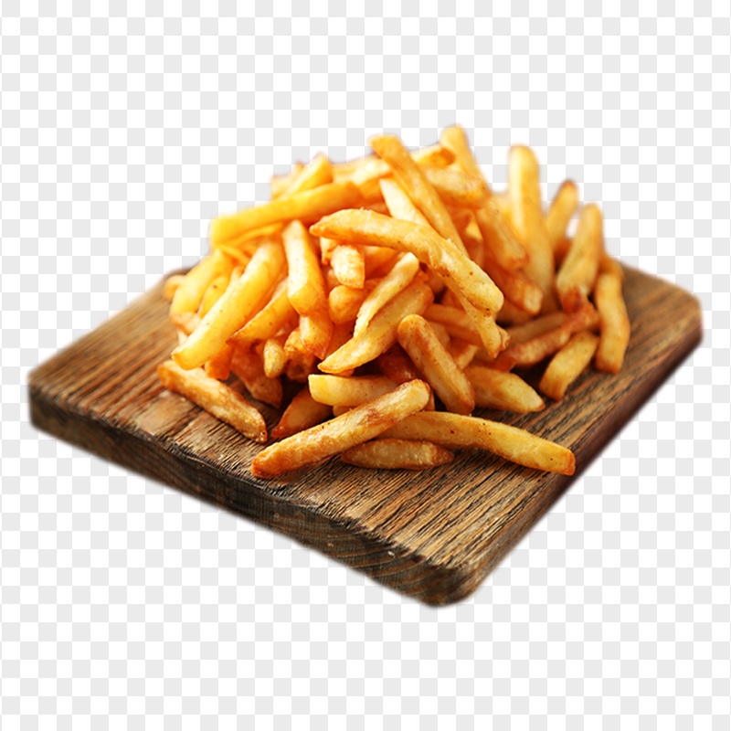 French Fries On A Wooden Board PNG Image
