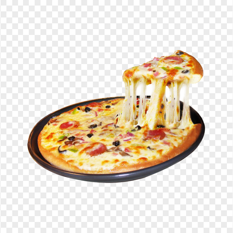 Fresh Cheesy Pan Pizza Italian Food PNG Image