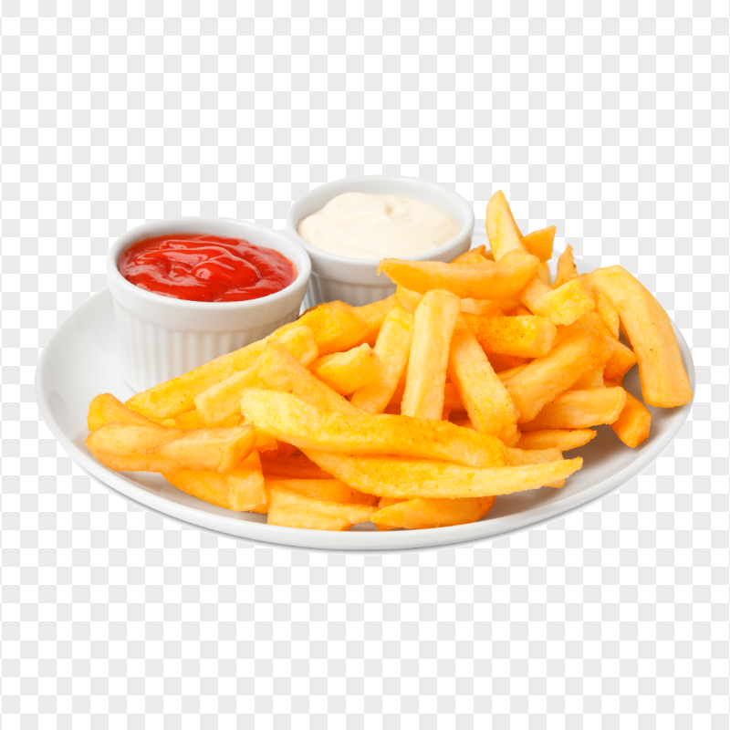 Fresh French Fries with Ketchup and Mayo HD Transparent PNG