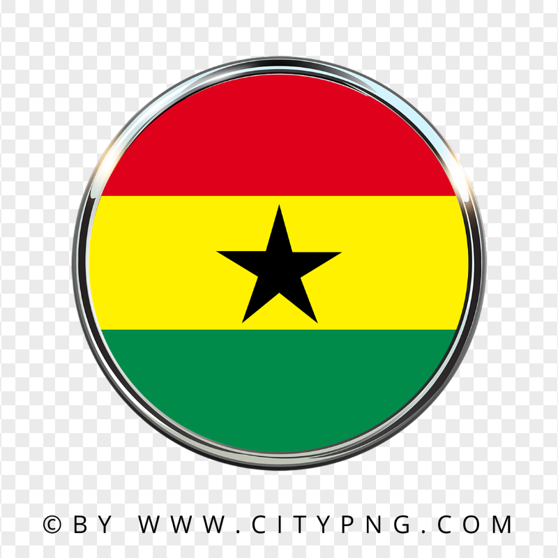 Ghana Round Metal Framed Flag Icon PNG