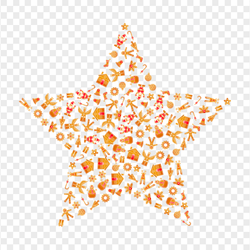 Gingerbread items Pattern Star Shape PNG