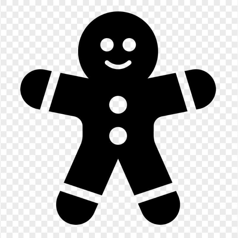 Gingerbread Man Black Icon Silhouette PNG