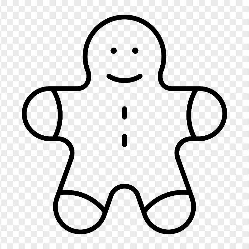 Gingerbread Man Black Outline Icon FREE PNG