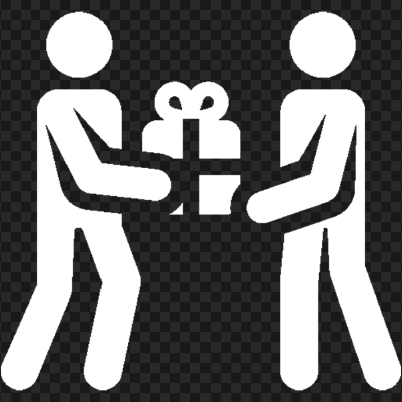 Giving Gift White Icon Transparent Background