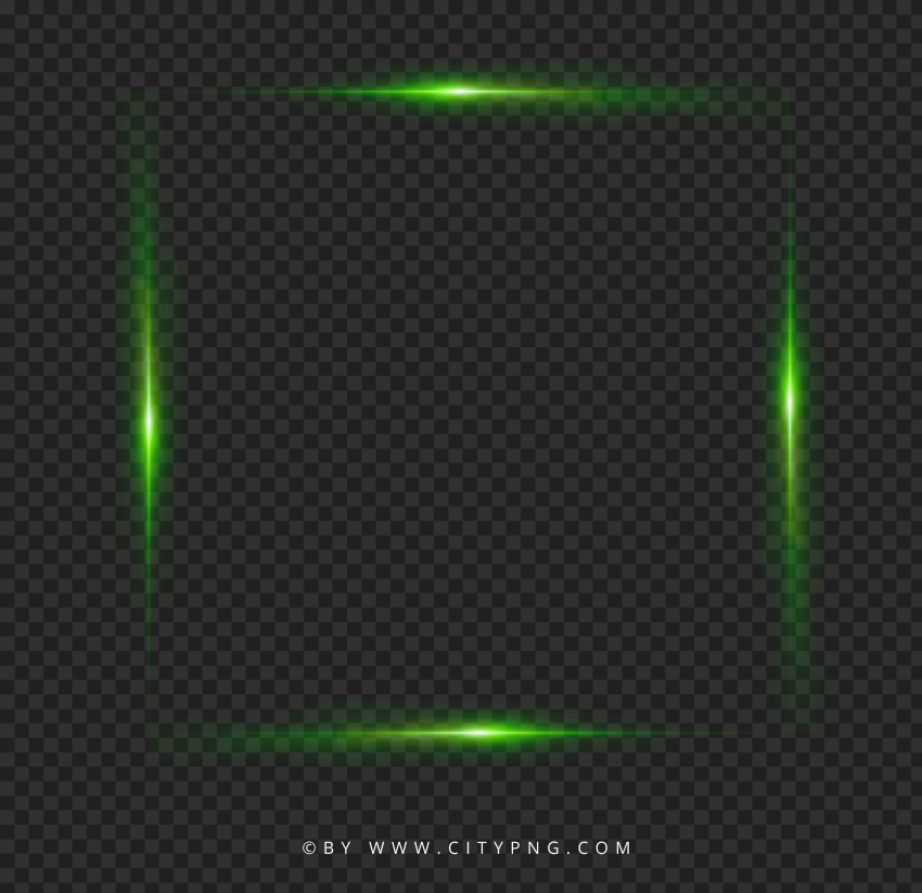 Glare Glowing Green Light Neon Square Frame Image PNG