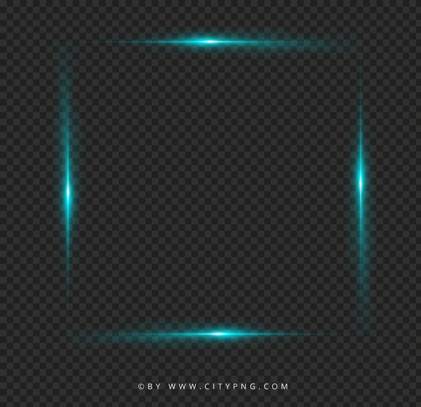 Glare Glowing Light Neon Blue Square Frame PNG Image