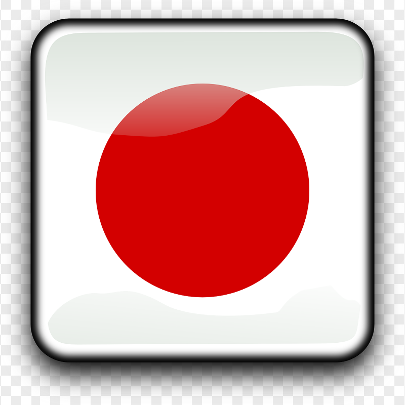 Glossy JPN Japan Square Flag Button Icon HD PNG