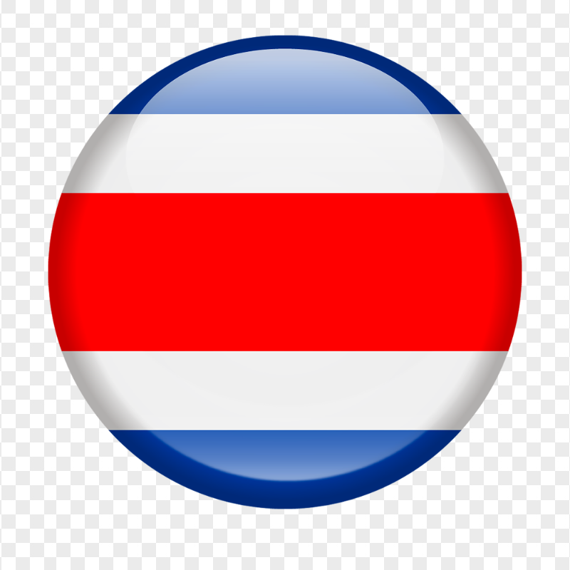 Glossy Round Circle Costa Rica Flag Icon PNG