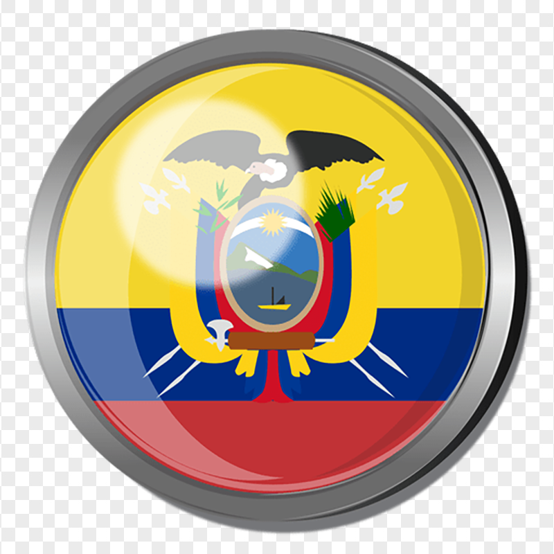 Glossy Round Ecuador Flag Icon PNG Image