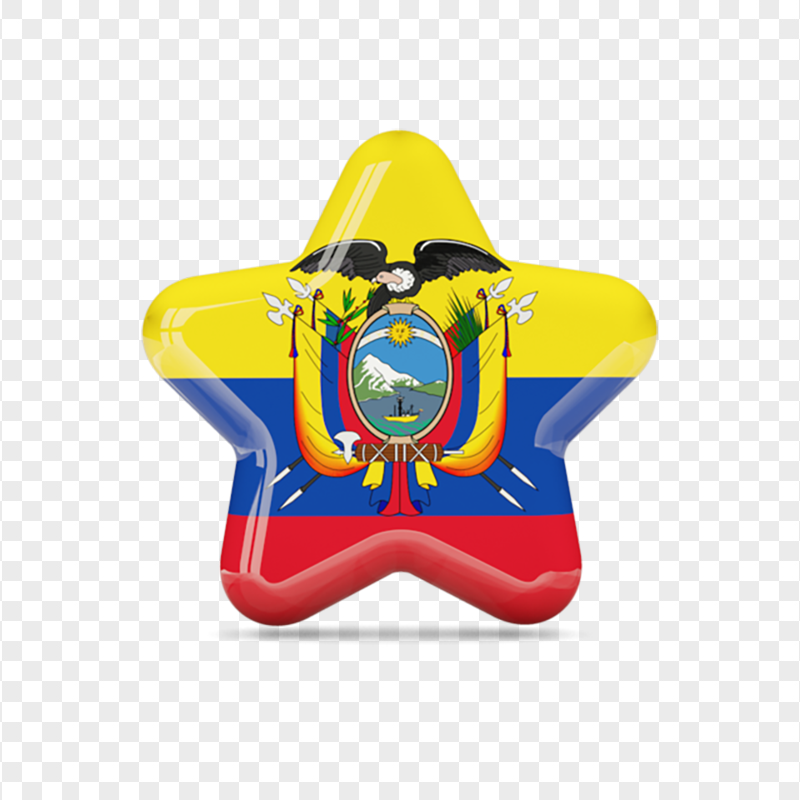 Glossy Star Ecuador Flag Icon PNG