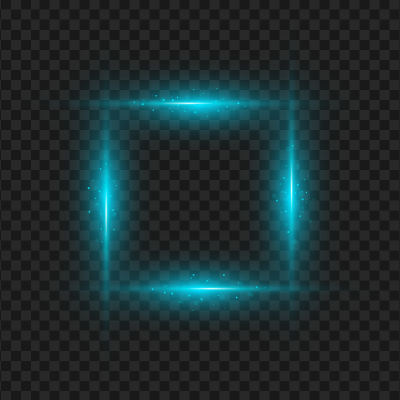 Glowing Blue Light Effect Square Frame PNG