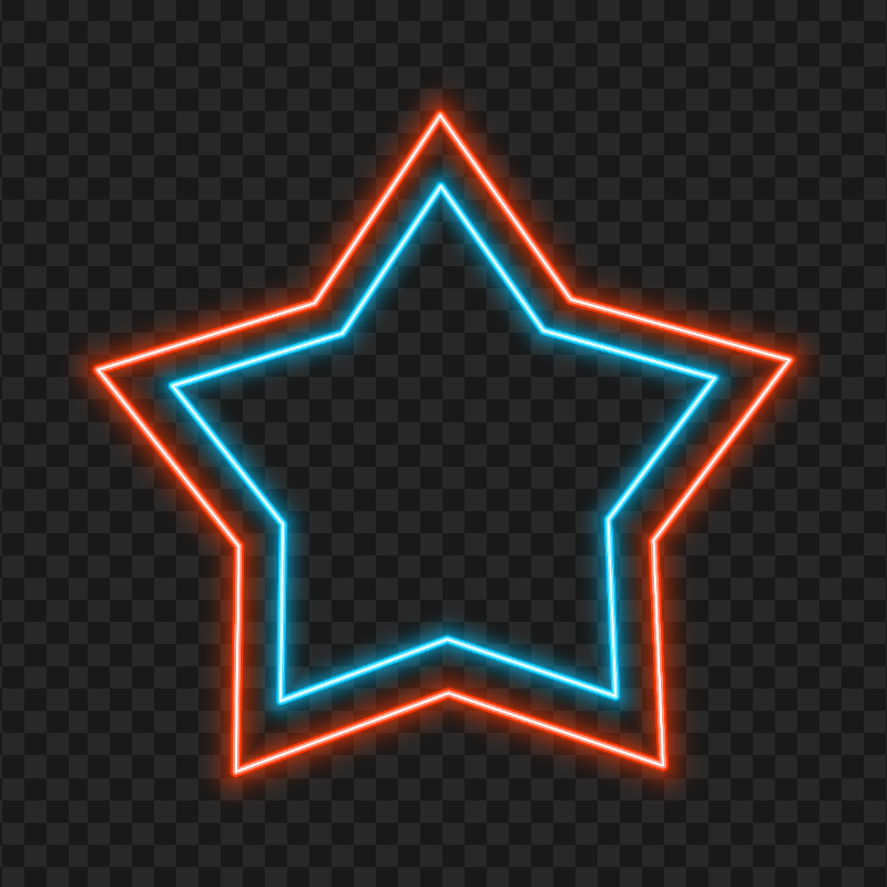 Glowing Blue & Red Neon Star FREE PNG