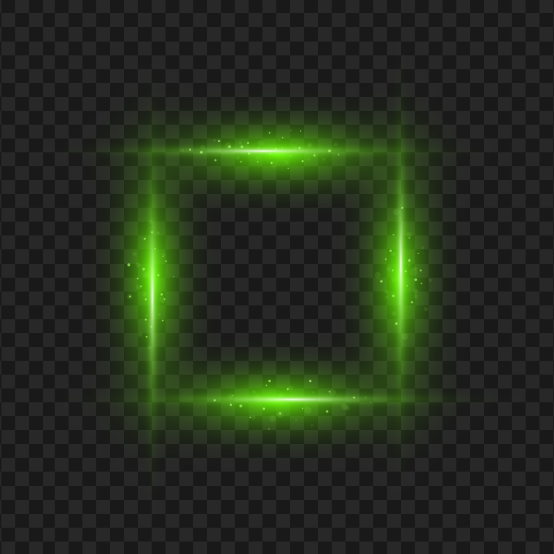 Glowing Green Square Frame FREE PNG