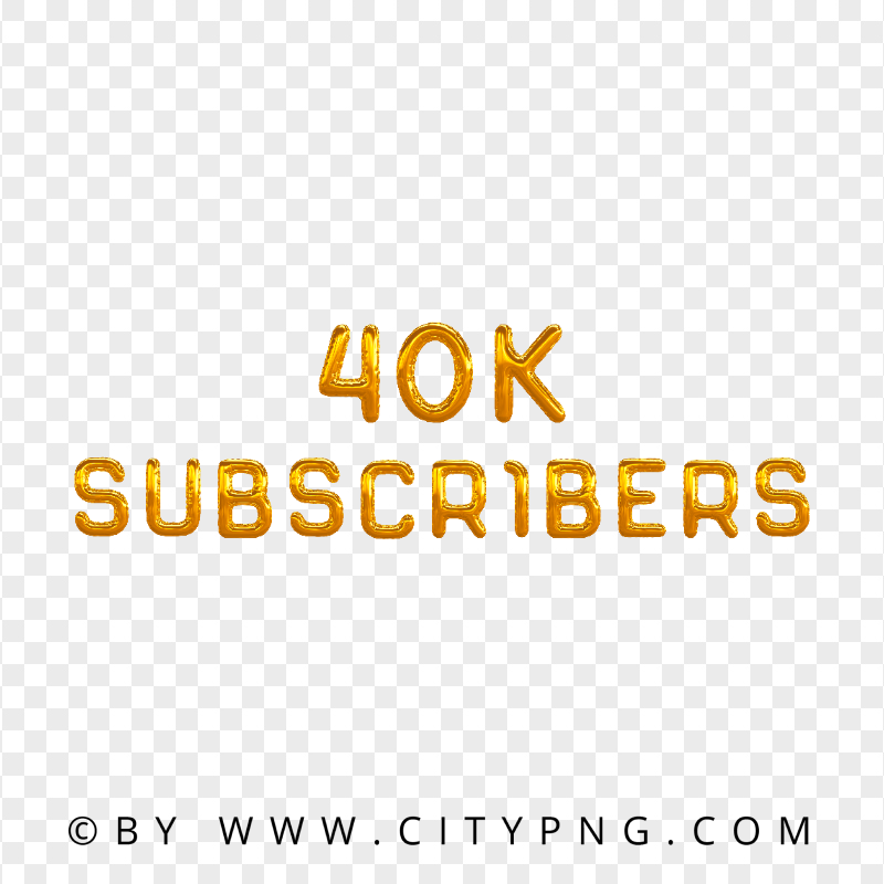 Gold 40K Subscribers Balloons Numbers Image PNG