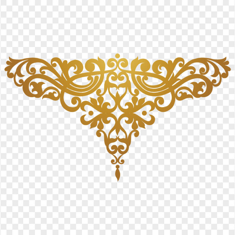 Gold Brown Floral Design Transparent Background