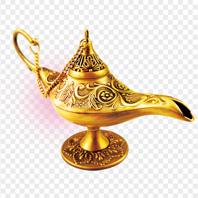 Gold Genie Aladdin Lamp PNG