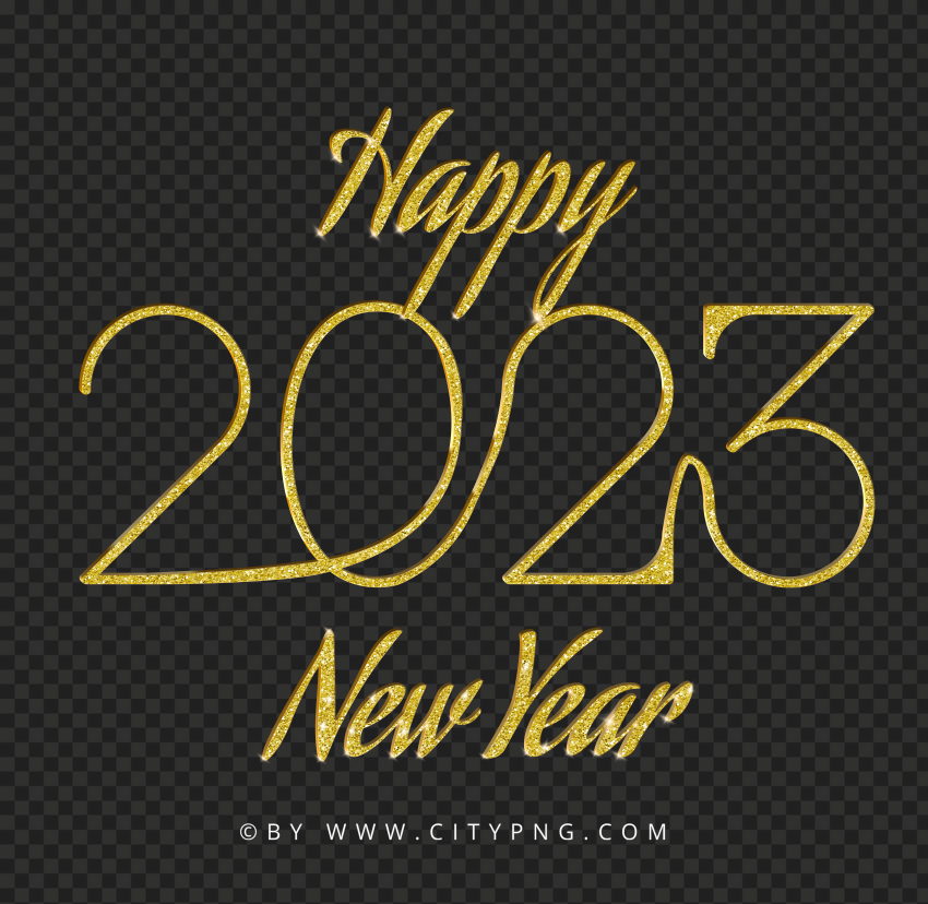 Gold Glitter 2023 Happy New Year Design FREE PNG