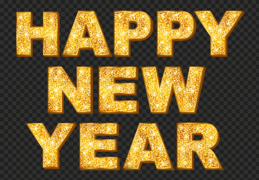 Gold Glitter Happy New Year Text Words HD PNG Citypng