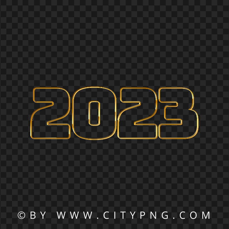 Gold Outline 2023 Text Numbers New Year FREE PNG