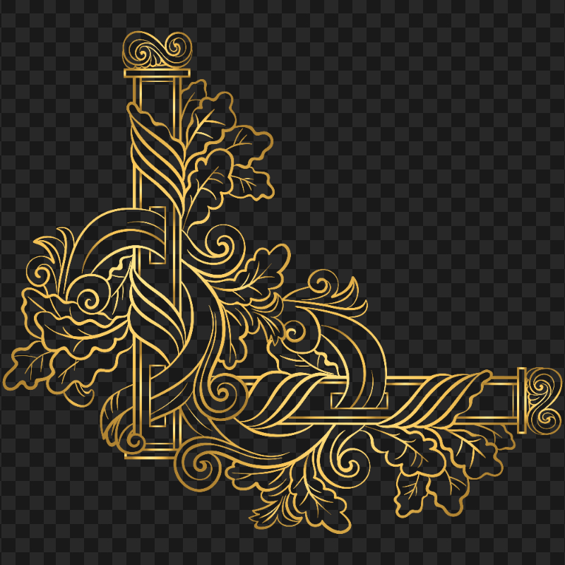 Golden Decorative Corner Transparent Background