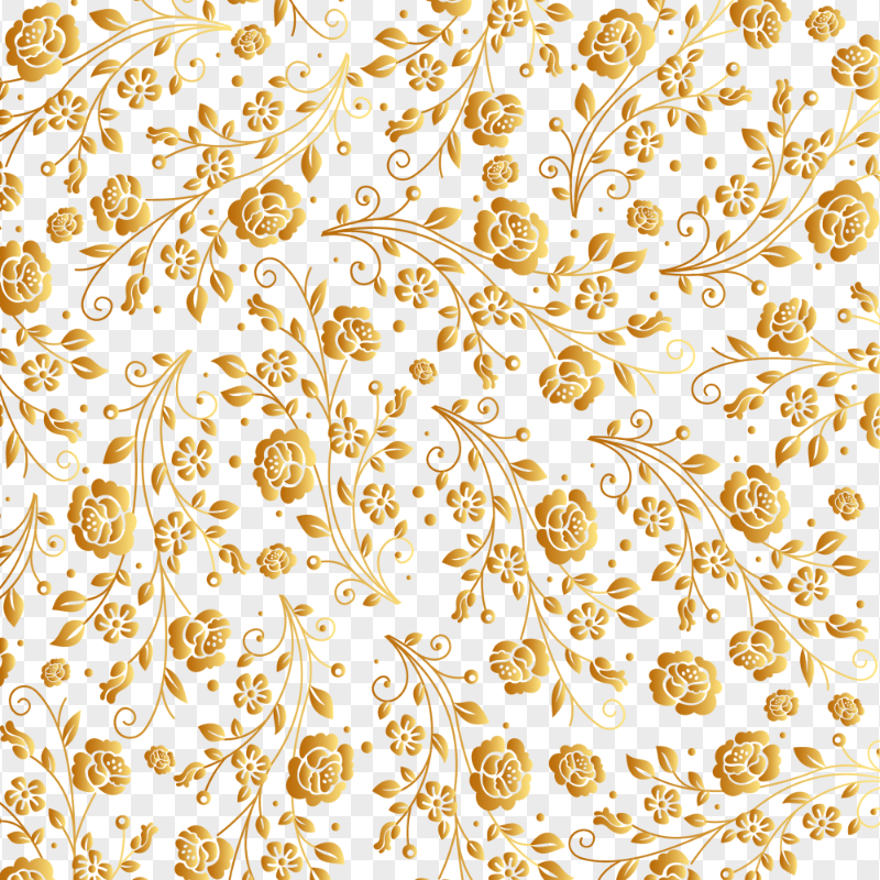 Golden Floral Background Flowers Pattern PNG Image