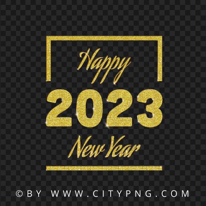 Golden Glitter 2023 Happy New Year Elegant Design PNG