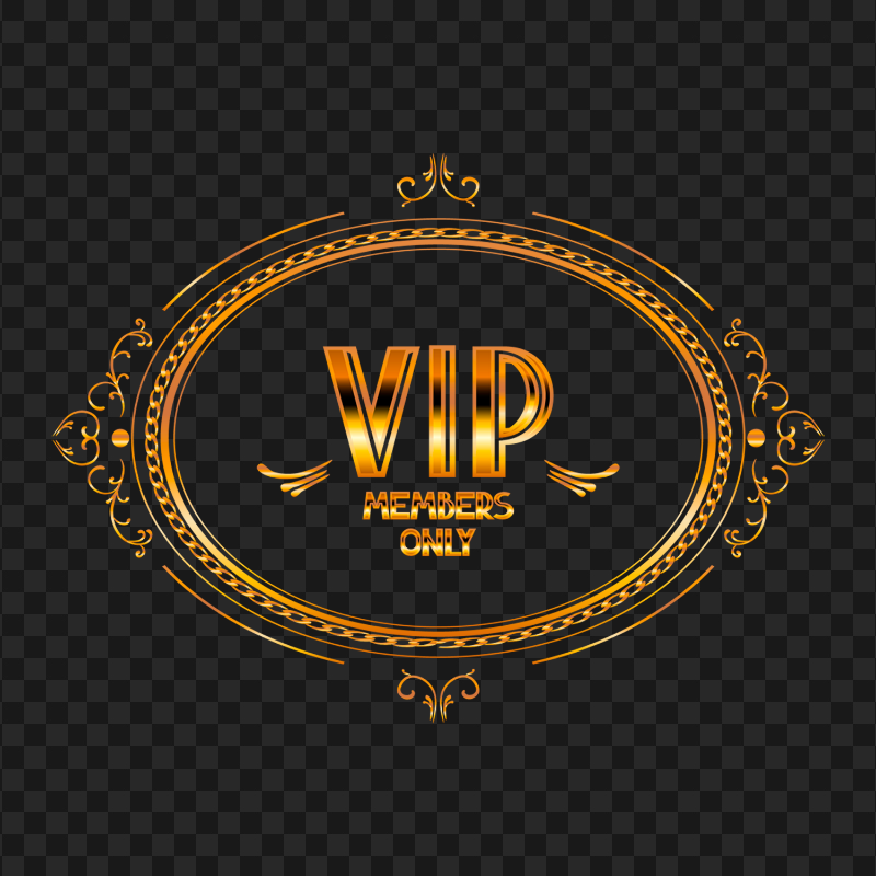 Golden Gold VIP Members Only Logo Sign PNG