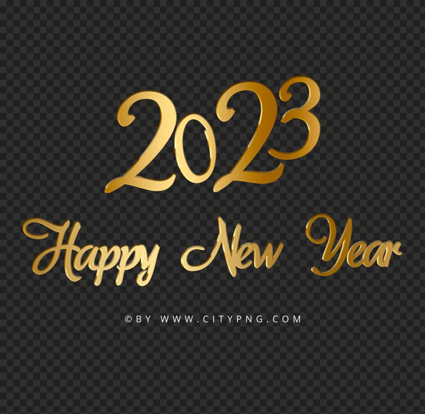 Golden Lettering 2023 Happy New Year Design HD PNG