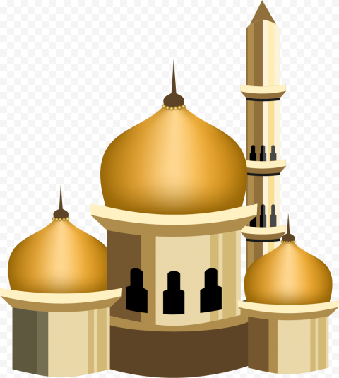 Golden Mosque Illustration Cartoon Islamic Icon