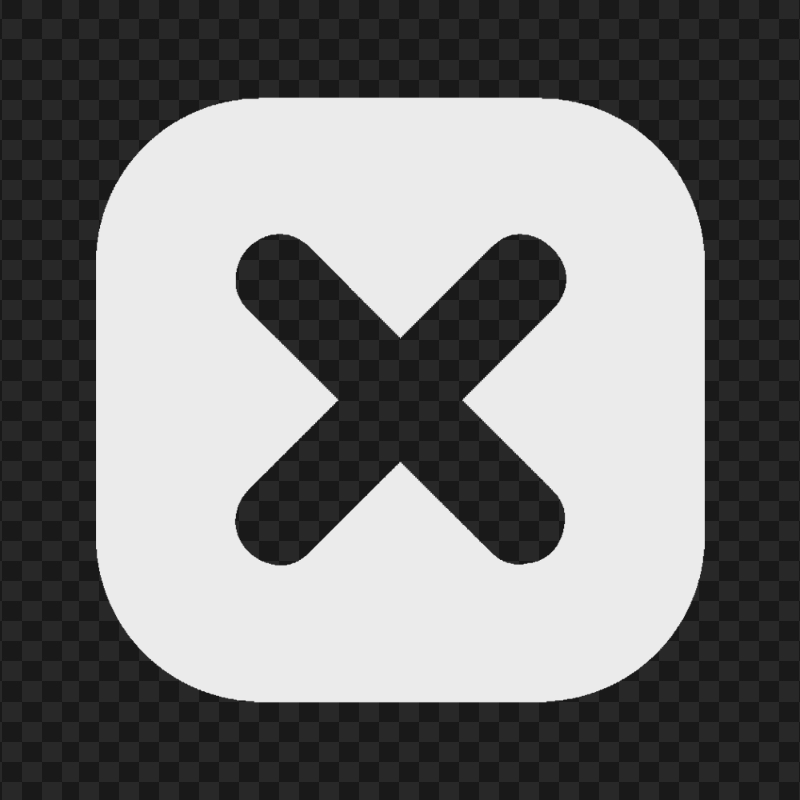 Gray Square Close X Button Icon PNG