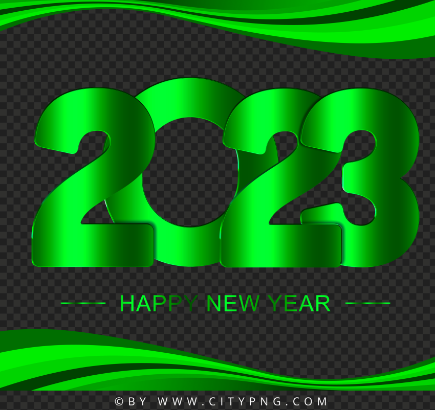 Green 2023 Happy New Year Design Abstract Frame PNG