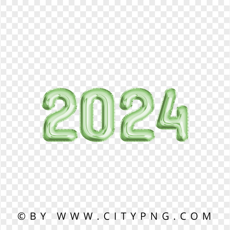 Green 2024 Balloons Style No Background PNG