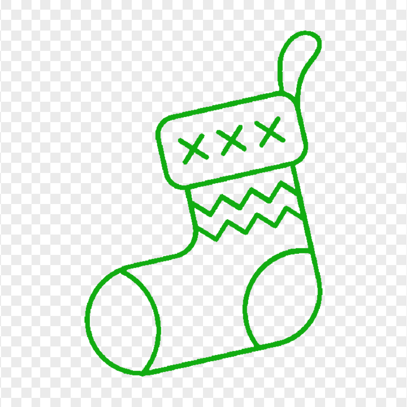 Green Christmas Sock Line Icon HD PNG