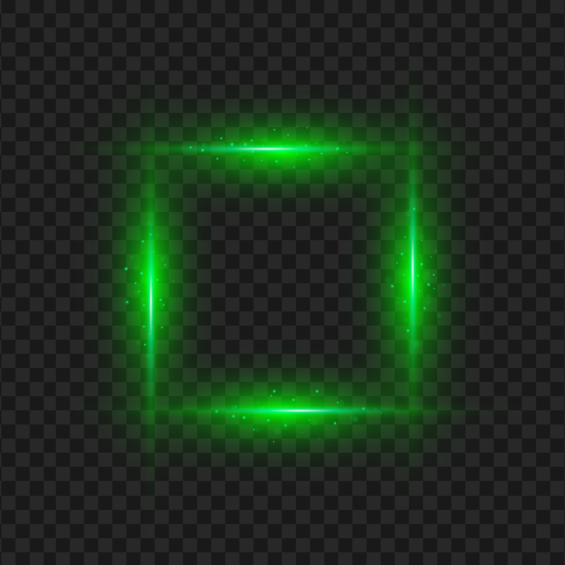 Green Glowing Light Effect Square Frame HD PNG