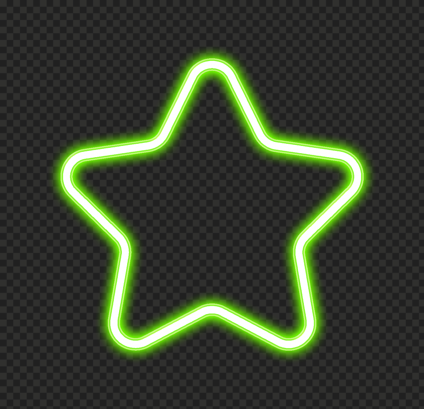 Green Glowing Neon Star PNG
