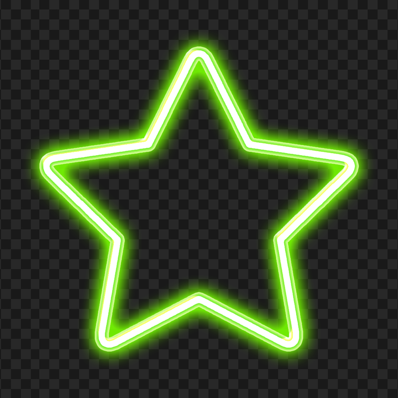 Green Glowing Neon Star PNG