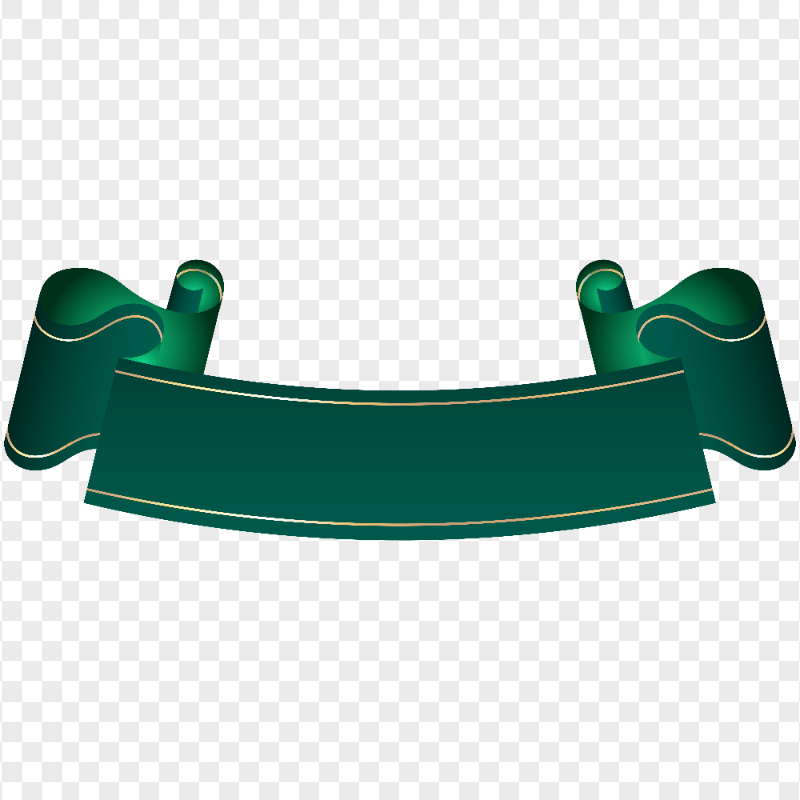 Green & Gold Graphic Banner Ribbon HD PNG