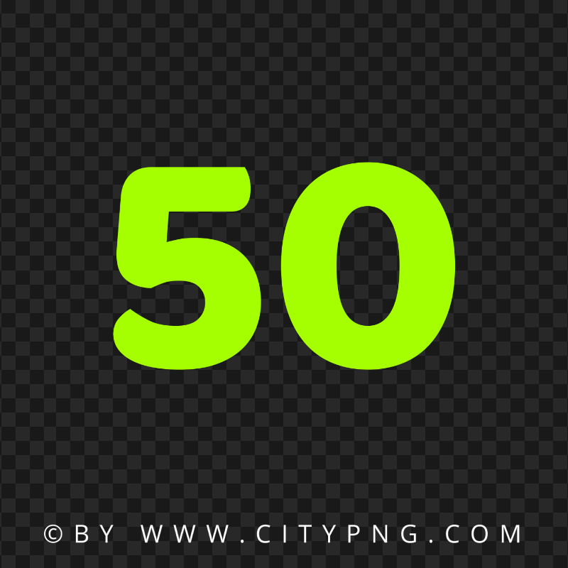 Green Lime 50 Text Number HD Transparent Background