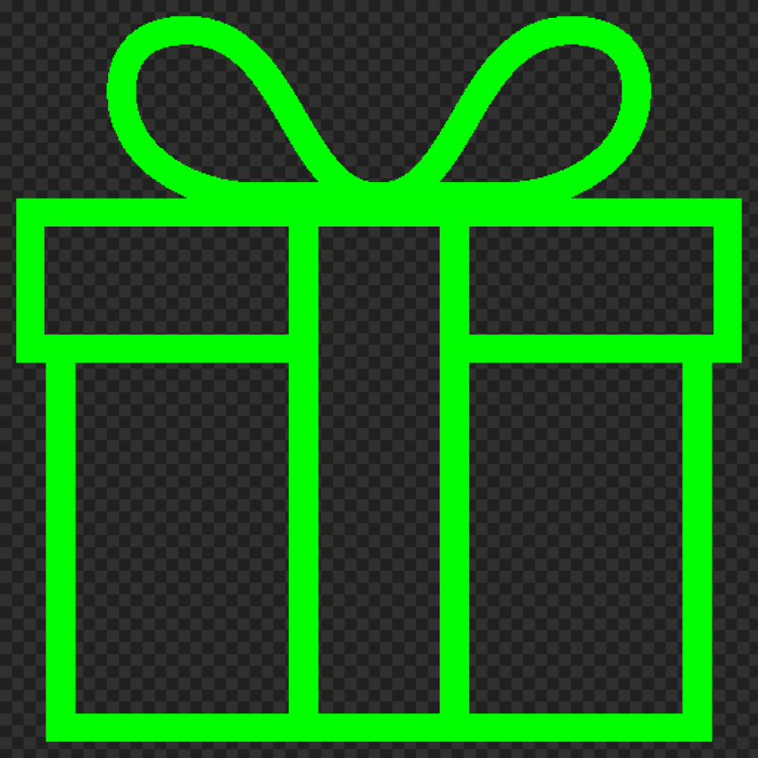 Green Lime Line Outline Gift Box Icon Transparent PNG
