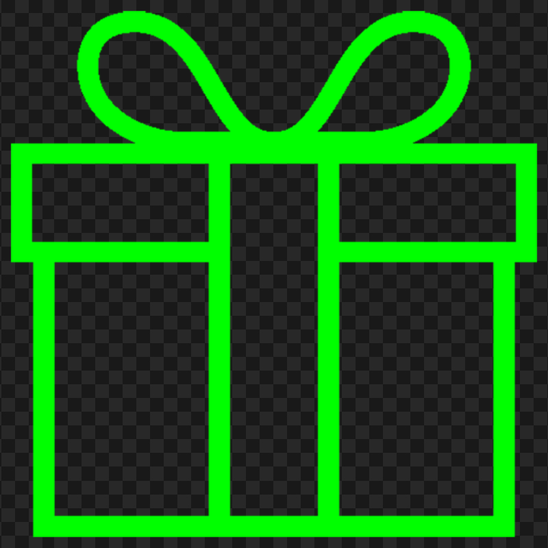 Green Lime Line Outline Gift Box Icon Transparent PNG