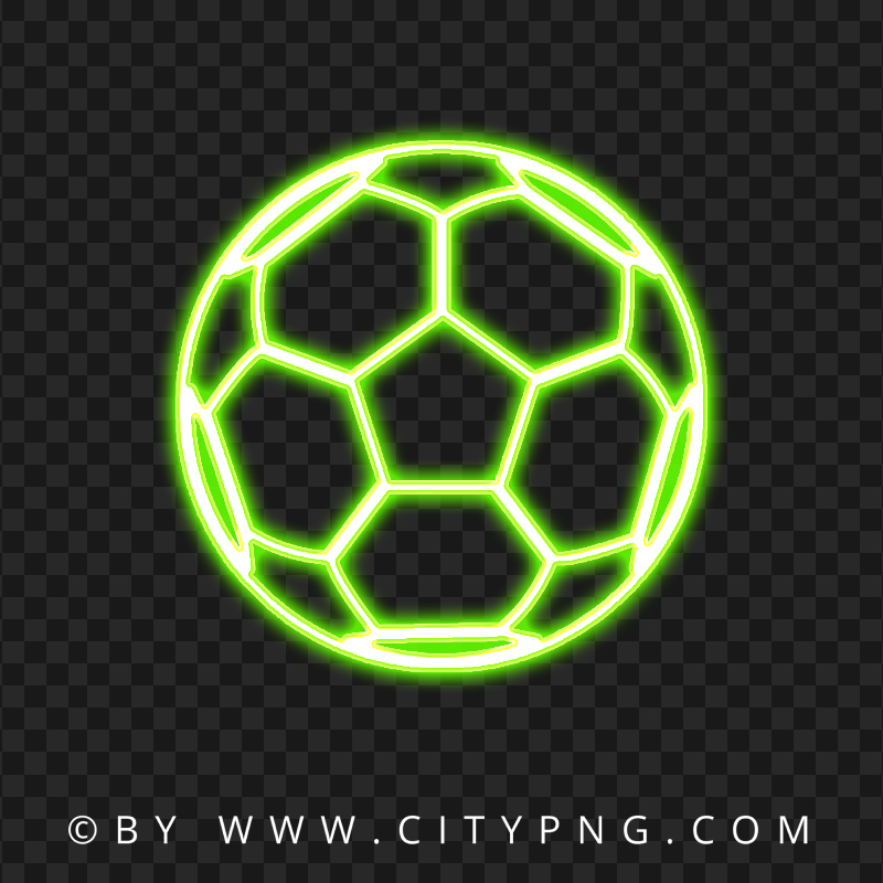 Green Neon Football Soccer Ball HD PNG