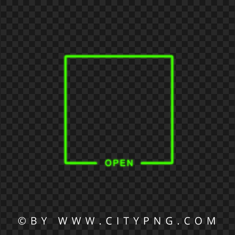 Green Neon Frame With Open Sign Image PNG