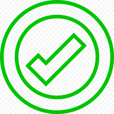 Green Outline Round Tick Check Mark Icon Sign Transparent PNG