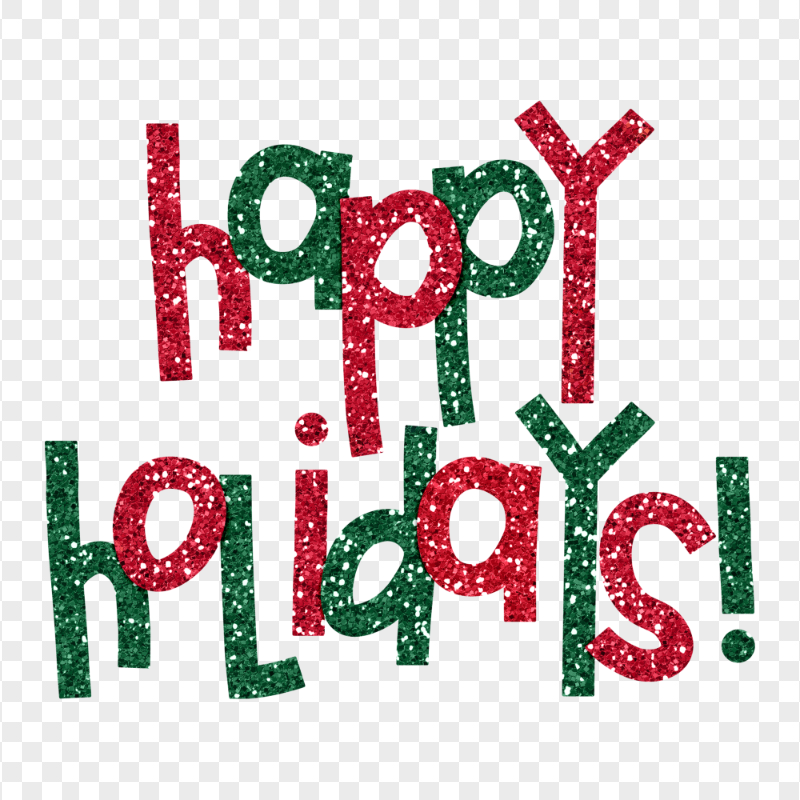 Green & Red Glitter Happy Holiday Letters HD PNG