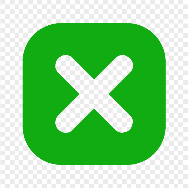 Green Square Close X Button Icon Transparent Background