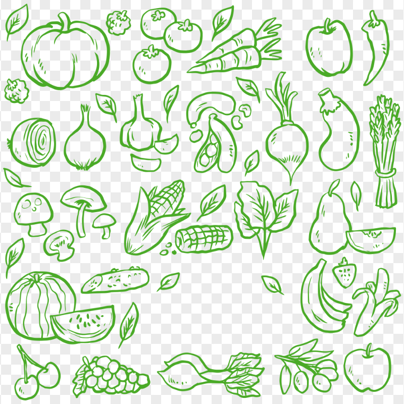 Green Vegetables Icons Seamless Pattern Download PNG