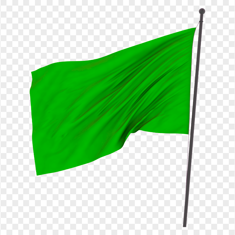Green Waving Blank Flag On Pole Image PNG