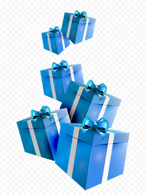 Group Of Blue Flying Gifts Boxes HD PNG